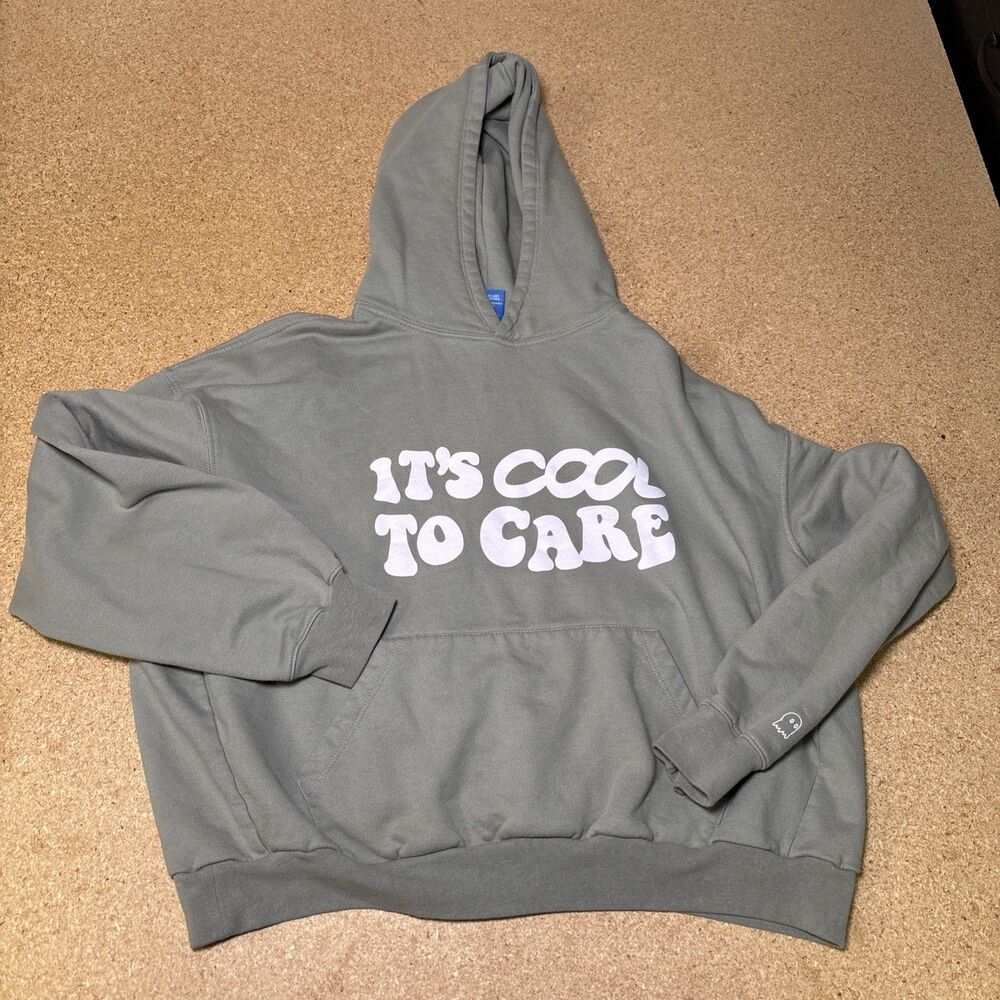 Lonely Ghost Unisex Cool Care Swirly Standard Weight Hoodie Sage Green Size M D2